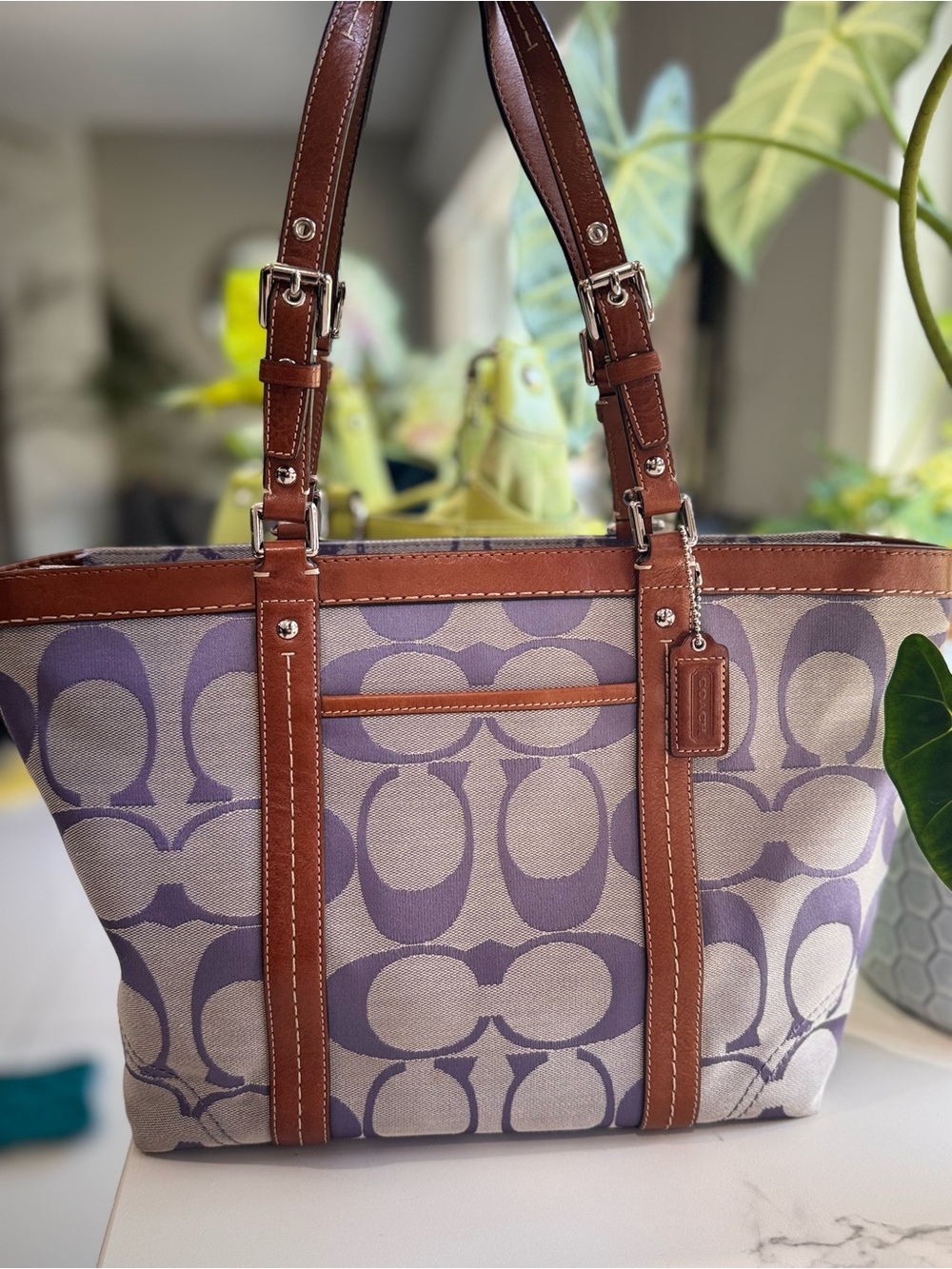 Coach Signature Jacquard Purple Tote 💜